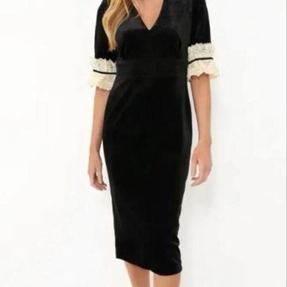NWOT TUCKERNUCK Black Velvet Odette Midi Dress Size XXL - Picture 1 of 6